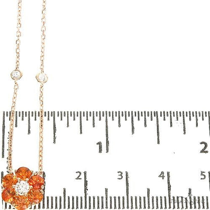 Orange Sapphire Diamond Flower Necklace 67231