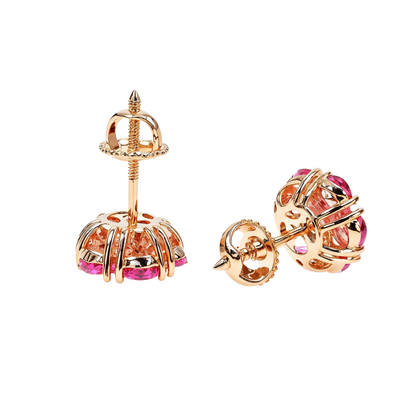 Large Cherry Blossom Sapphire Diamond Flower Earrings