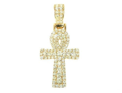 14K Gold Diamond Ankh Cross