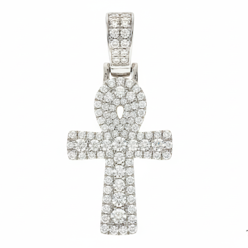 14K Gold Diamond Ankh Cross