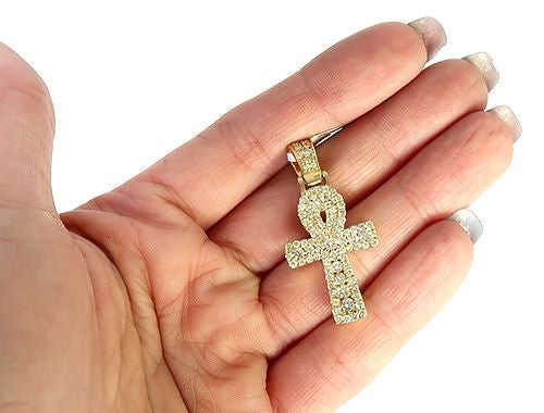 14K Gold Diamond Ankh Cross