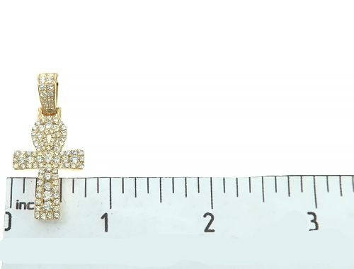 14K Gold Diamond Ankh Cross