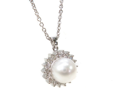 Prong Diamond Pearl Necklace 37699