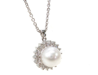 Prong Diamond Pearl Necklace 37699