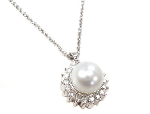 Prong Diamond Pearl Necklace 37699