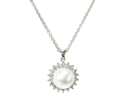 Prong Diamond Pearl Necklace 37699