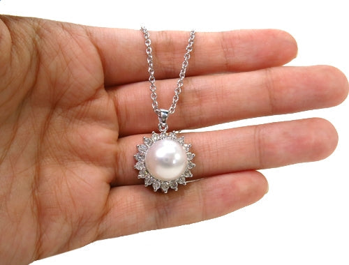 Prong Diamond Pearl Necklace 37699