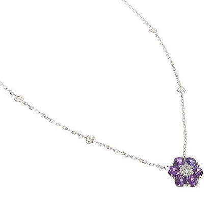 Purple Sapphire Diamond Flower Necklace 67234