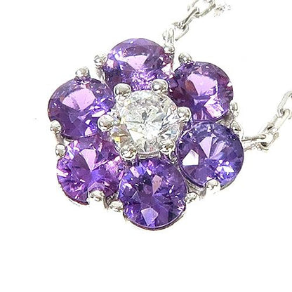 Purple Sapphire Diamond Flower Necklace 67234