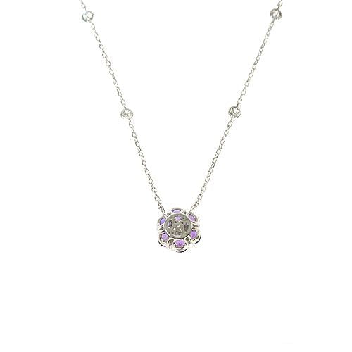 Purple Sapphire Diamond Flower Necklace 67234