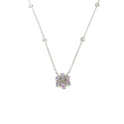 Purple Sapphire Diamond Flower Necklace 67234