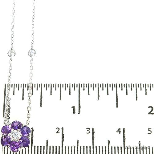 Purple Sapphire Diamond Flower Necklace 67234