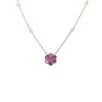 Purple Sapphire Diamond Flower Necklace 67410
