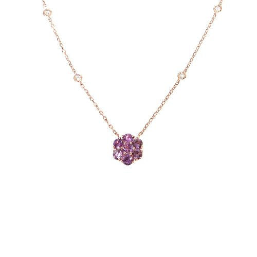 Purple Sapphire Diamond Flower Necklace 67410