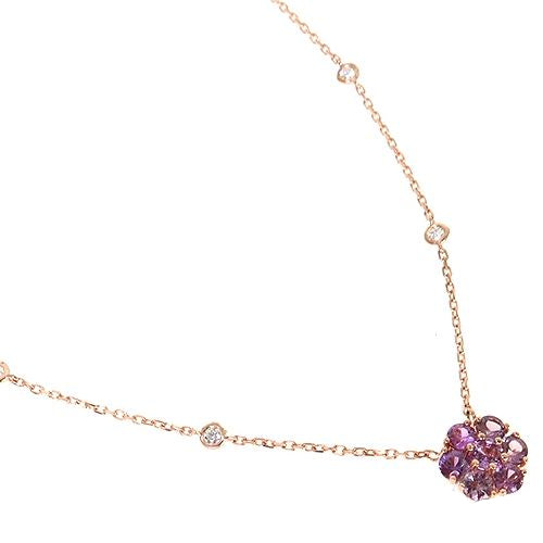 Purple Sapphire Diamond Flower Necklace 67410