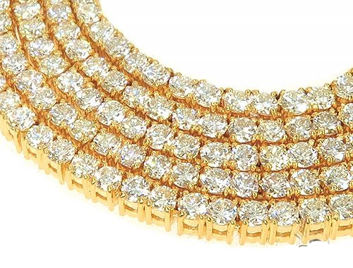 Signature 4 Pointers 14K Yellow Gold Diamond Tennis Chain