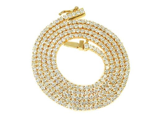 Signature 4 Pointers 14K Yellow Gold Diamond Tennis Chain