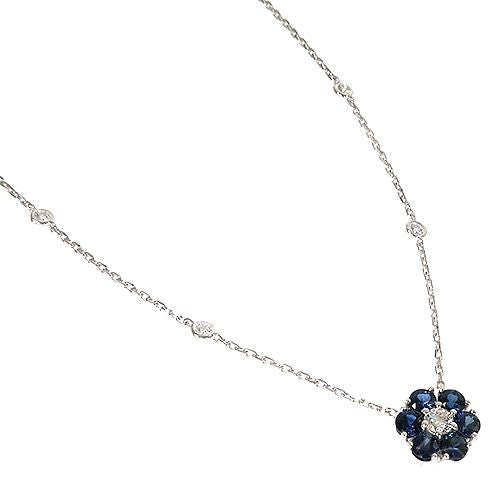 Water Sapphire Diamond Flower Necklace 67226