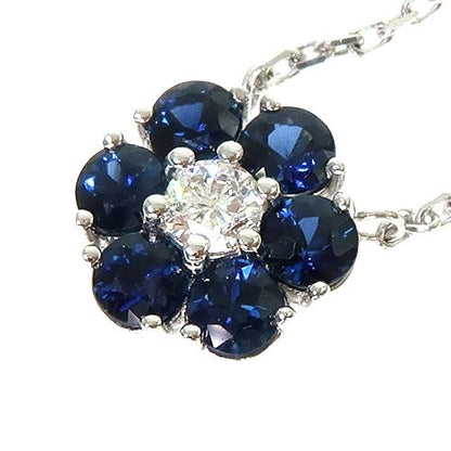 Water Sapphire Diamond Flower Necklace 67226