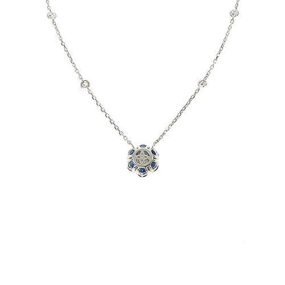 Water Sapphire Diamond Flower Necklace 67226