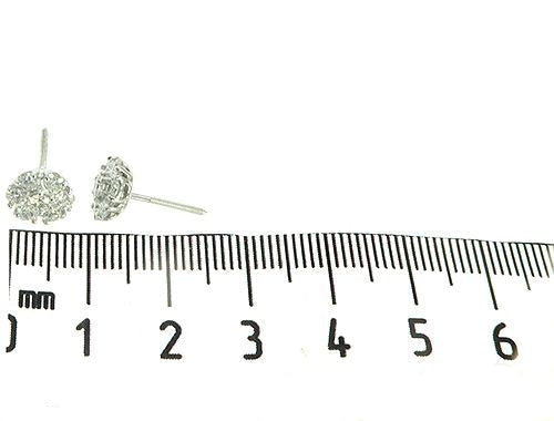 14K White Gold Diamond Stud Flower Earrings
