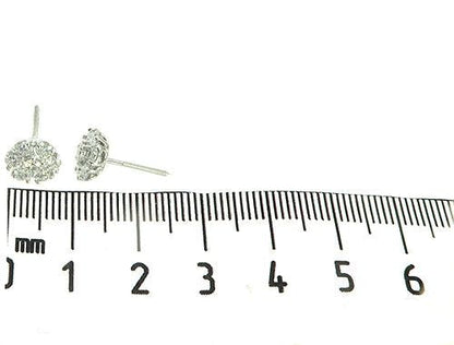 14K White Gold Diamond Stud Flower Earrings