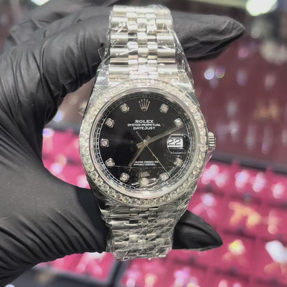 2023 Rolex DateJust 41mm Stainless Steel Black Diamond Dial